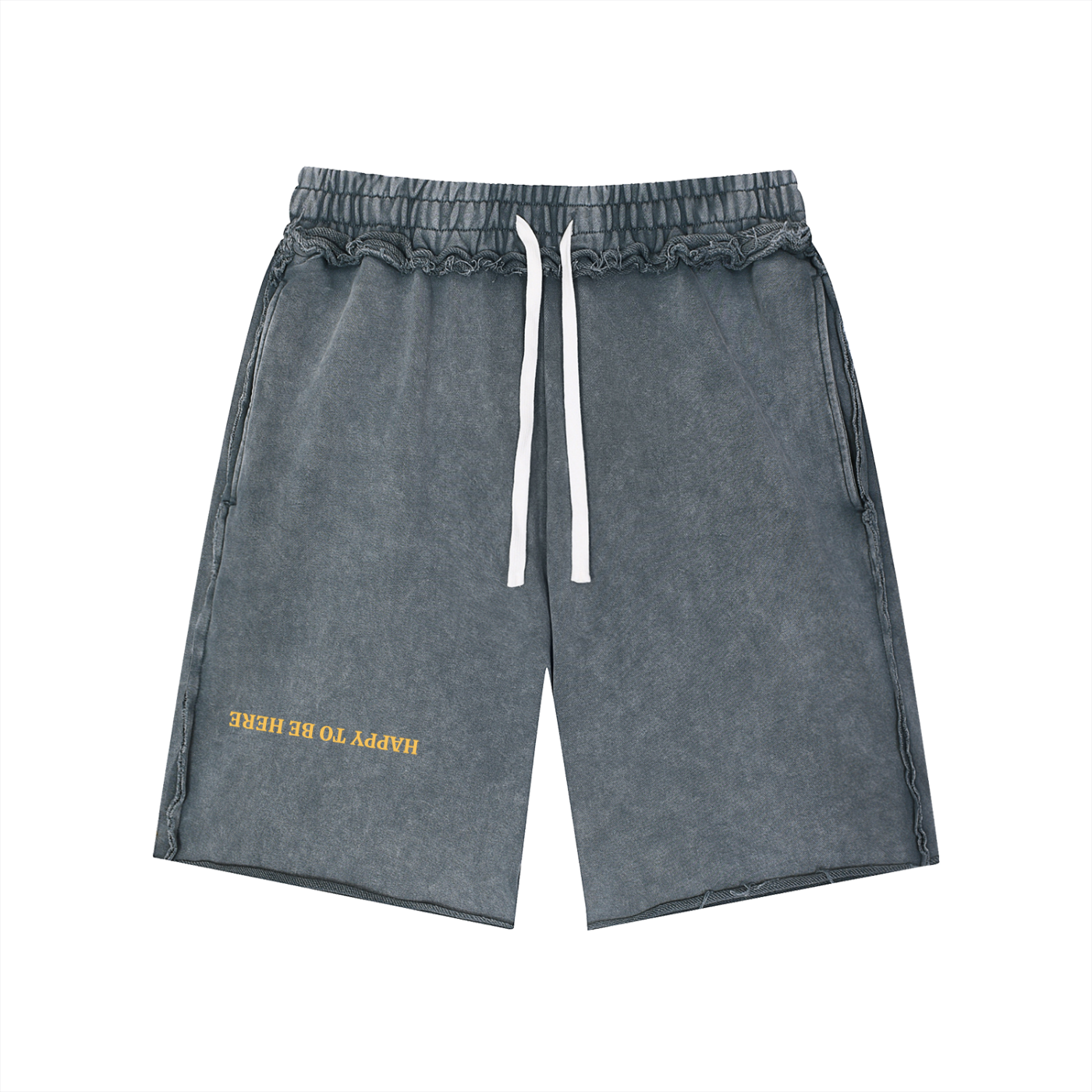 Unisex Mineral Wash Raw Edge Shorts