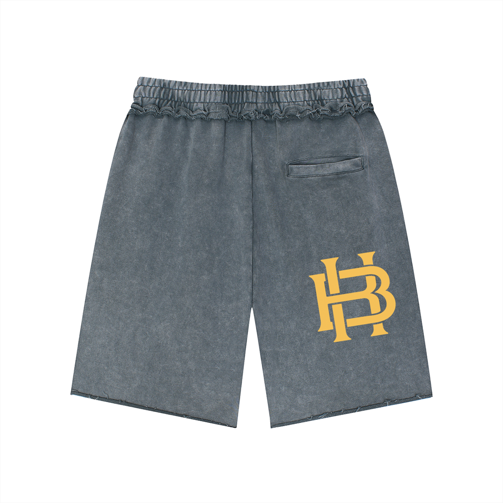 Unisex Mineral Wash Raw Edge Shorts