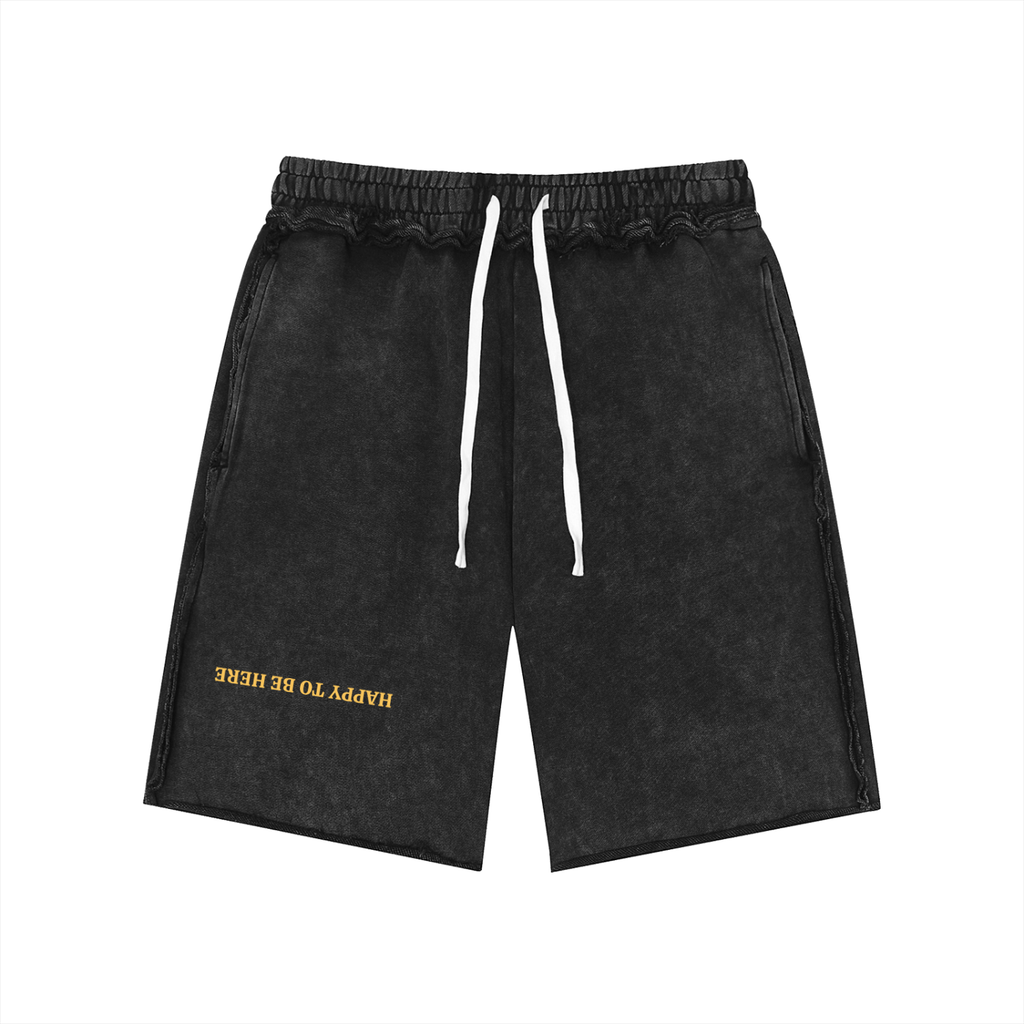 Unisex Mineral Wash Raw Edge Shorts